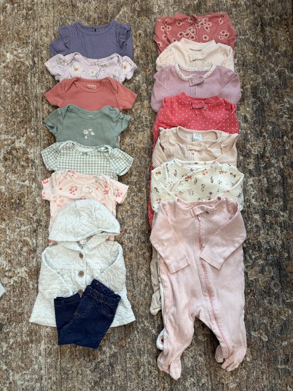 Baby Girl 6M Clothing Lot 15 Pieces Carter’s Floral Sleepers Bodysuits Outfit
